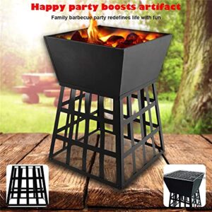 Iron Large Fire Pits Cast Iron Firepit Modern Stylish BBQ Burn Pit Outdoor for Garden Patio Terrace Camping Stand Stove