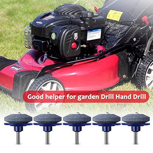 Crafts Man 5 Packs Lawn Mower Blade Sharpener Lawn Mower Sharpener for Any Power Drill Hand Drill by (5 pcs Blue)