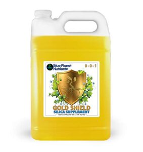 gold shield silica supplement for plants (1 gal/128 oz) ultra concentrated | makes up to 3,700 gallons | for all plants & gardens | strengthen plants | blue planet nutrients