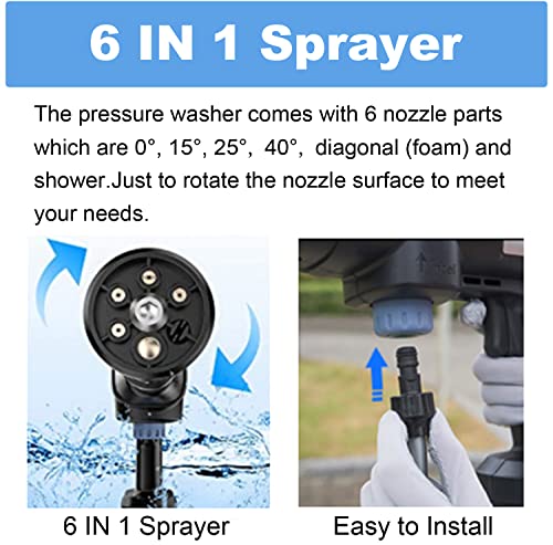 21V Cordless Pressure Washer Kit with 1.3Ah Battery and Charger, Electric Pressure Washer 25Bar for Washing Cars Gardens Terraces Windows Cleaning Works