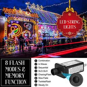 Quntis Christmas Tree Lights Multicolor, 328FT 1000 LED Diamond Cluster Christmas Lights 8 Modes Waterproof Outdoor String Lights with Timer & Memory for Yard Holiday Party Garden Patio Wedding Decor