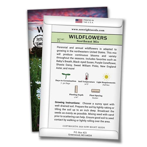 Sow Right Seeds - Wildflowers Seeds to Plant in Northeast - Full Instructions for Planting and Growing a Beautiful Wild Flower Garden; Non-GMO Heirloom Seeds; Wonderful Gardening Gift (1)