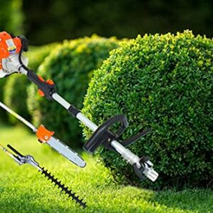 63cc 5 in 1 High Strength Long Handle Multi-positional Chain Trimmer Head Chainsaw | Brush Cutter | Hedge Trimmer| 6t Blade | 5-point Blade Repair Kit Use For Garden Indoor & Outdoor