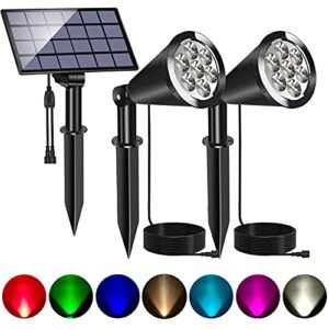 chendix solar spot lights outdoor separated panel and light,2 in 1 led solar spotlights waterproof solar powered light outdoor solar landscaping lights for yard garden driveway patio (multi-colored)