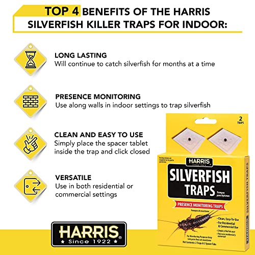 Harris Silverfish Killer Traps for Indoor, 2-Pack