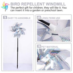 YARDWE 2pcs Bird Blinder Repellent Pinwheels Reflective Pinwheels Sparkly Pin Wheel Wind Spinners Scare Off Birds and Garden Decoration