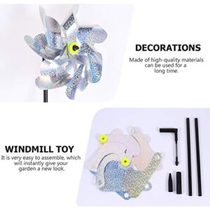 YARDWE 2pcs Bird Blinder Repellent Pinwheels Reflective Pinwheels Sparkly Pin Wheel Wind Spinners Scare Off Birds and Garden Decoration