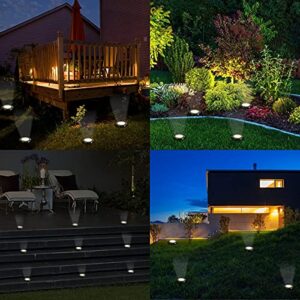 Exmate Solar Ground Lights 12Pack, 8 LED Solar Garden Lights Outdoor Disk Lights Waterproof Landscape Lighting for Lawn, Pathway, Yard, Driveway, Step and Walkway(Warm White)