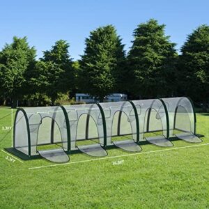 Pop Up Greenhouse 16.5x3.3x3.3FT Flower House Mini Gardening Plant Flower Sunshine Room Tunnel Garden PVC Greenhouse Cover for Cold Frost Protector Gardening Plants