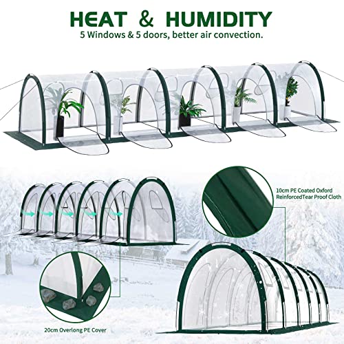 Pop Up Greenhouse 16.5x3.3x3.3FT Flower House Mini Gardening Plant Flower Sunshine Room Tunnel Garden PVC Greenhouse Cover for Cold Frost Protector Gardening Plants