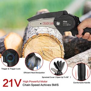 Mini Cordless Chainsaw, YYjop 4-Inch Electric Power Chain Saw Kit,One-Hand Handheld Portable ChainSaws,for Garden Pruning,Branch Wood Cutting, Tree Pruning