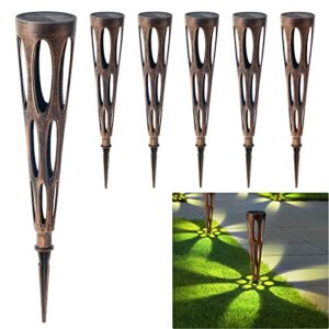 cozy-pavilion pathway lights solar powered waterproof garden stakes outdoor decorative landscape lighting ground stakes for yard, patio, driveway, path, walkway (bronze)