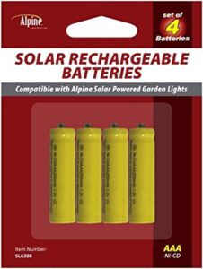 alpine corporation aaa ni-cd replacement rechargeable batteries for solar powered garden lights, set of 4