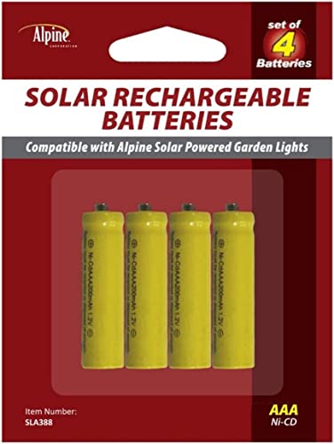 Alpine Corporation AAA Ni-CD Replacement Rechargeable Batteries for Solar Powered Garden Lights, Set of 4