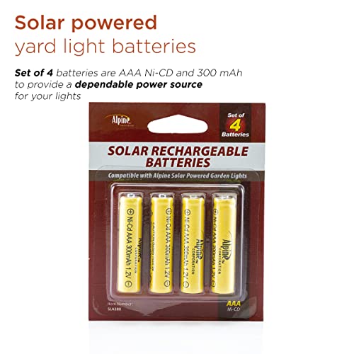 Alpine Corporation AAA Ni-CD Replacement Rechargeable Batteries for Solar Powered Garden Lights, Set of 4
