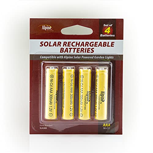 Alpine Corporation AAA Ni-CD Replacement Rechargeable Batteries for Solar Powered Garden Lights, Set of 4