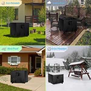 MENSBY Gas Fire Pit Cover Square 40x40x25 inch Fire Pit Table Protective Cover for Outdoor Patio Garden Waterproof and Anti-Fade