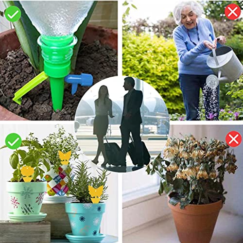 【Upgrade】 Self Watering Spikes, 12Pack Plant Water Stakes + 12Pack Flower Papers Automatic Drip Irrigation System Adjustable Valve Switch Device Garden Plants Indoor Outdoor Home Vacation Use NSWXZDS