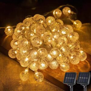 zecheng 2 pack 60 led solar string lights outdoor waterproof 46ft crystal globe lights 8 modes,solar lights for outdoor garden yard wedding party porch holiday decoration