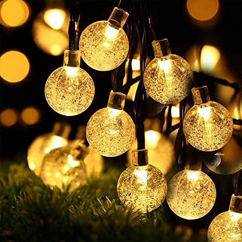 zecheng 2 Pack 60 LED Solar String Lights Outdoor Waterproof 46FT Crystal Globe Lights 8 Modes,Solar Lights for Outdoor Garden Yard Wedding Party Porch Holiday Decoration