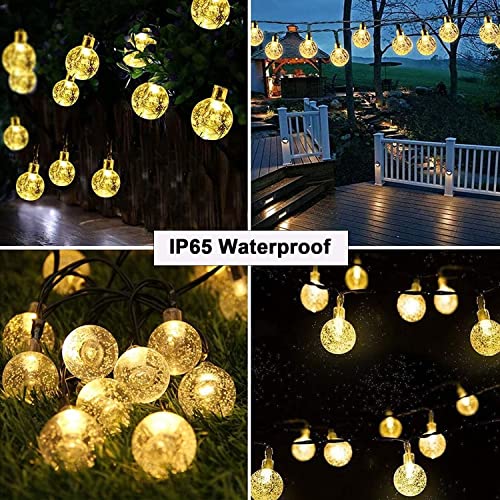 zecheng 2 Pack 60 LED Solar String Lights Outdoor Waterproof 46FT Crystal Globe Lights 8 Modes,Solar Lights for Outdoor Garden Yard Wedding Party Porch Holiday Decoration