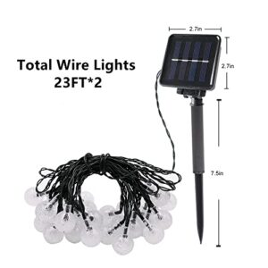 zecheng 2 Pack 60 LED Solar String Lights Outdoor Waterproof 46FT Crystal Globe Lights 8 Modes,Solar Lights for Outdoor Garden Yard Wedding Party Porch Holiday Decoration