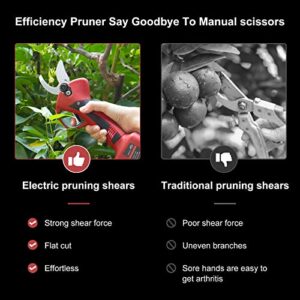 Brushless Cordless Pruning Shears, 20V Electric Pruner Battery Powered, 1 Inch Cutting Diameter, Tree Branch Pruner Garden Shears 2pcs Backup Rechargeable Battery, 3-4 Working Hours