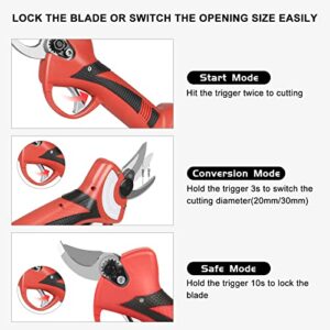 Brushless Cordless Pruning Shears, 20V Electric Pruner Battery Powered, 1 Inch Cutting Diameter, Tree Branch Pruner Garden Shears 2pcs Backup Rechargeable Battery, 3-4 Working Hours