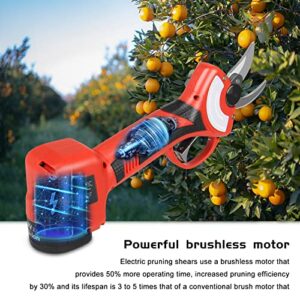 Brushless Cordless Pruning Shears, 20V Electric Pruner Battery Powered, 1 Inch Cutting Diameter, Tree Branch Pruner Garden Shears 2pcs Backup Rechargeable Battery, 3-4 Working Hours