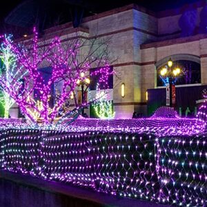 WATERGLIDE Outdoor Halloween Net Lights, 12FT x 5FT 360 LED Christmas Fairy Mesh Lights with 8 Lighting Modes, Connectable for Garden Xmas Tree, Bushes, Holiday Wedding Party Decorations, Purple