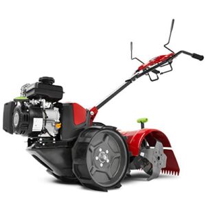 EARTHQUAKE 31285 Pioneer Dual Direction Rear Tine Tiller with Instant Reverse, Airless Wheels, 17" Width, 11" Tilling Depth, 99cc 4-Cycle Viper Engine, Black/Red