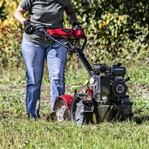 EARTHQUAKE 31285 Pioneer Dual Direction Rear Tine Tiller with Instant Reverse, Airless Wheels, 17" Width, 11" Tilling Depth, 99cc 4-Cycle Viper Engine, Black/Red