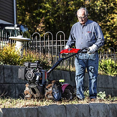 EARTHQUAKE 31285 Pioneer Dual Direction Rear Tine Tiller with Instant Reverse, Airless Wheels, 17" Width, 11" Tilling Depth, 99cc 4-Cycle Viper Engine, Black/Red