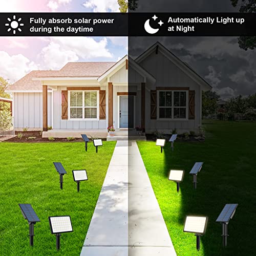 CREPOW Solar Flood Lights Outdoor Solar Landscape Spotlights , 54 LED Waterproof Separated Panel and Light Adjustable & Auto ON/Off Spot Lights for Garden, Yard, Lawn, Driveway Warm White, 2 Pack