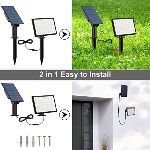 CREPOW Solar Flood Lights Outdoor Solar Landscape Spotlights , 54 LED Waterproof Separated Panel and Light Adjustable & Auto ON/Off Spot Lights for Garden, Yard, Lawn, Driveway Warm White, 2 Pack