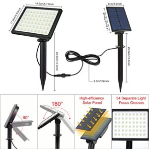 CREPOW Solar Flood Lights Outdoor Solar Landscape Spotlights , 54 LED Waterproof Separated Panel and Light Adjustable & Auto ON/Off Spot Lights for Garden, Yard, Lawn, Driveway Warm White, 2 Pack