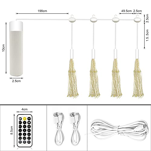 Firework Lights - MUSUNIA 120 LED Copper Wire Starburst Light, with Rechargeable Power Bank, 8 Remote Control Modes, 4 Piece Set of Christmas Party Garden Decoration