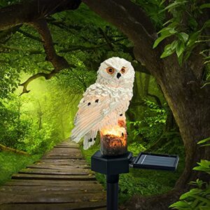 solar lights owl gifts outdoor garden ornaments resin owls solar led lights outdoor garden stake waterproof lighting for lawn, patio, walkway, christmas gifts (owl)
