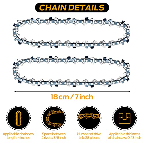 RLSOO Mini Chainsaw Chain Replacement 4 Inch for Cordless Electric Chainsaw Blade 4 Inch Handheld Chain Saw Pruning Shears for Tree Branches, Courtyard, Household and Garden (Only 2*Chains)