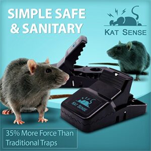 Kat Sense Large Rat Traps for House, Powerful Instant Humane Kill Snap Traps for Mice, Easy Pest Control Solutions, Pack of 6 for Indoor Outdoor Use