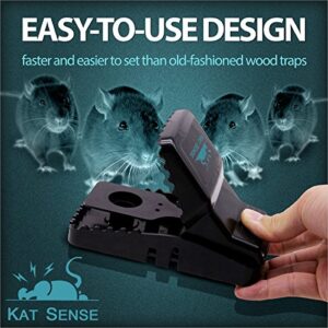 Kat Sense Large Rat Traps for House, Powerful Instant Humane Kill Snap Traps for Mice, Easy Pest Control Solutions, Pack of 6 for Indoor Outdoor Use