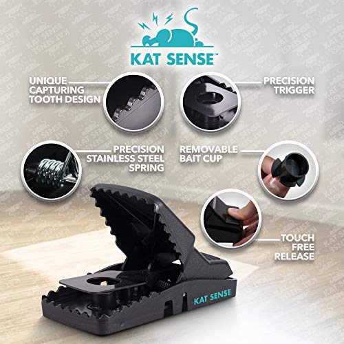 Kat Sense Large Rat Traps for House, Powerful Instant Humane Kill Snap Traps for Mice, Easy Pest Control Solutions, Pack of 6 for Indoor Outdoor Use