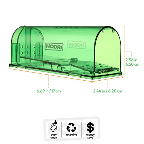 Humane Smart No Kill Mouse Trap, Cruelty Free Live Catch and Release, Easy to Set for Small Rodents Such as Mouse Mice Vole Mole Chipmunk, Reusable for Kitchen Garden Storage Garage (Green - (2 pcs))