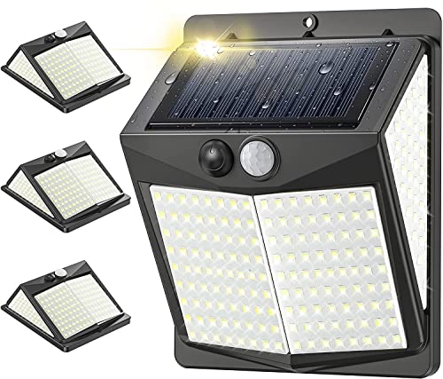 LIERONT Solar Outdoor Lights 4 Pack Motion Sensor Outdoor Light IP65 Waterproof Solar Security Light 238 LED with 3 Lighting Modes Solar Powered Light for Garden Garage