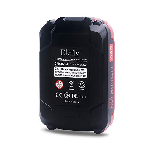 ELEFLY 2 Pack 20V 3.0Ah Lithium Battery Replacement for Craftsman 20V Battery CMCB201 CMCB202 CMCB204, Compatible with Craftsman V20 Series 20V Max Cordless Power Tools