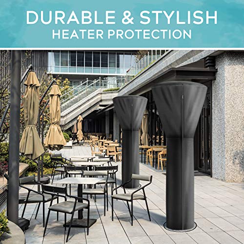 Patio Heater Cover with Fireproof Mat, Outdoor Heater Cover Patio Heater Covers Waterproof with Zipper and Straps, Propane Heater Cover, Heat Lamp Cover, Garden Patio Heater Cover