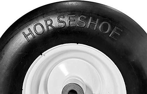 HORSESHOE New Commercial Solid 13x5.00-6 Flat Free Smooth Tire w/Steel Wheel for Riding Lawn Mower (Deck 36"-68") Garden Tractor - Center hub 3.25"-5.9" - Bore ID 1/2" 135006 (2)