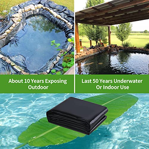 Coocure Pond Liner 7x10ft, Garden KOI Pond Liner with Seam Repair Tape. Pond Skins for Outdoor Ponds(7x10ft, 20Mil/0.5mm)