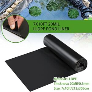 Coocure Pond Liner 7x10ft, Garden KOI Pond Liner with Seam Repair Tape. Pond Skins for Outdoor Ponds(7x10ft, 20Mil/0.5mm)