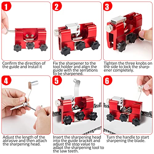 Chain Saw Blade Sharpener Kit - Fast Chainsaw Chain Sharpener with Pawl 3, Hand-Cranked Chain Saw Sharpener Tool Kits for 14"-22" Chain Saws, Electric Saws, Lumberjack, Garden Worker